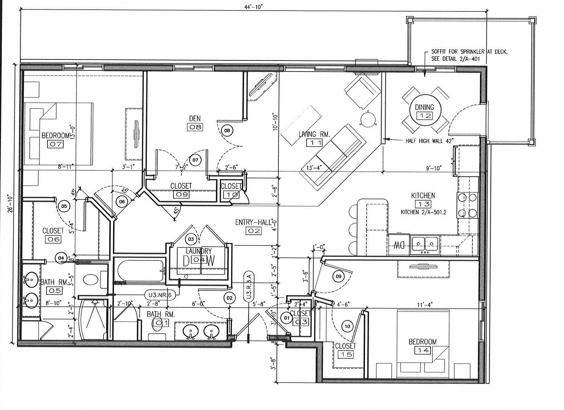 Floor plan for 2 beds, 2 baths, 1257 sqft